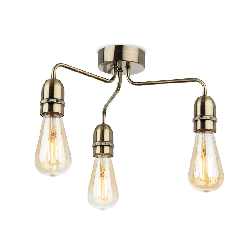 Smart track lighting with voice controlLeon 3 Light Flush Ceiling Fitting Antique Brass Smart track lighting with voice controlLeon 3 Light Flush Ceiling Fitting Antique Brass