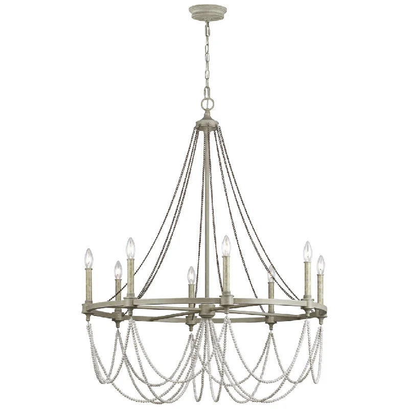 Track lighting with clear glass shadesFeiss Beverly French Washed Oak Eight Light 36" Chandelier