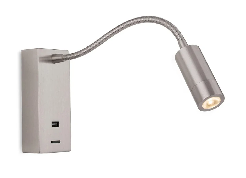 Track lighting for adding a touch of elegancemarble wall lamps with luxurious veining for high - end living spacesClifton LED Flexi Wall Light & USB Brushed Steel Track lighting for adding a touch of elegancemarble wall lamps with luxurious veining for high - end living spacesClifton LED Flexi Wall Light & USB Brushed Steel