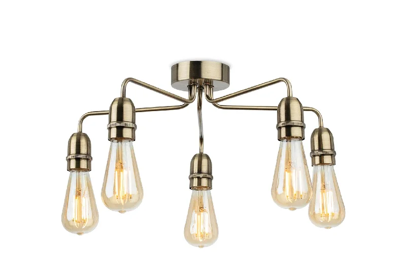 Wireless track lighting for easy installationLeon 5 Light Flush Ceiling Fitting Antique Brass Wireless track lighting for easy installationLeon 5 Light Flush Ceiling Fitting Antique Brass