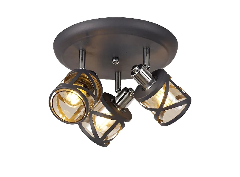Track lighting for creating a moody atmosphereNivea 3Lt Plate Spotlight E14 - Oiled Bronze/Matt Grey/Polished Chrome/Cognac