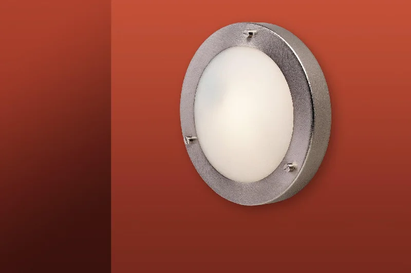 Track lighting for highlighting kitchen cabinetsRondo Wall / Flush Fitting Brushed Steel with Opal Glass Track lighting for highlighting kitchen cabinetsRondo Wall / Flush Fitting Brushed Steel with Opal Glass