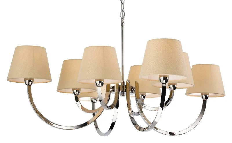 Track lighting with a decorative track designFairmont 8 Light Fitting Polished S/Stl with Cream Linen Shade
