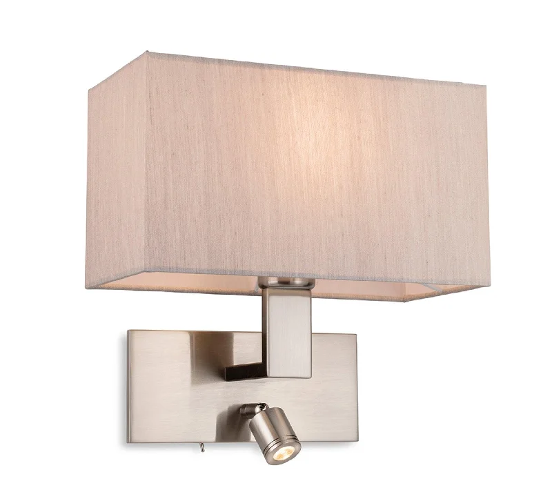 Track lighting with a long - lasting lifespanRaffles 2 Light Wall (Switched) Brushed Steel with Oyster Shade Track lighting with a long - lasting lifespanRaffles 2 Light Wall (Switched) Brushed Steel with Oyster Shade