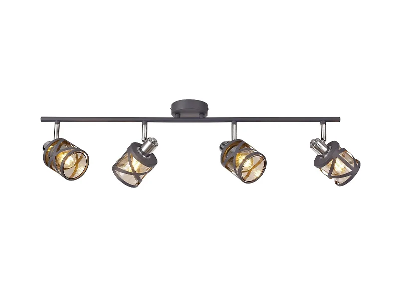 Commercial - grade track lighting for storesNivea 4 Light Linear Bar Spotlight E14, Matt Grey/Oiled Bronze/Polished Chrome/Amber