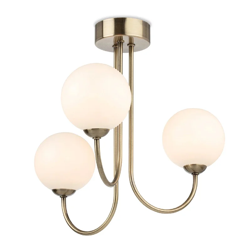Industrial - style track lighting for loftsLyndon 3 Light Flush Fitting Antique Brass with Opal White Glass Industrial - style track lighting for loftsLyndon 3 Light Flush Fitting Antique Brass with Opal White Glass