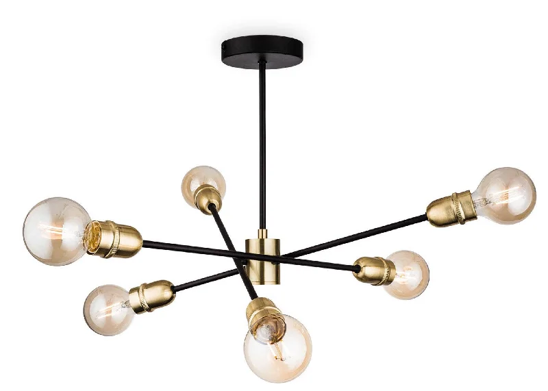 Track lighting for illuminating dining tablesTrident Semi Flush Fitting Black with Brushed Brass