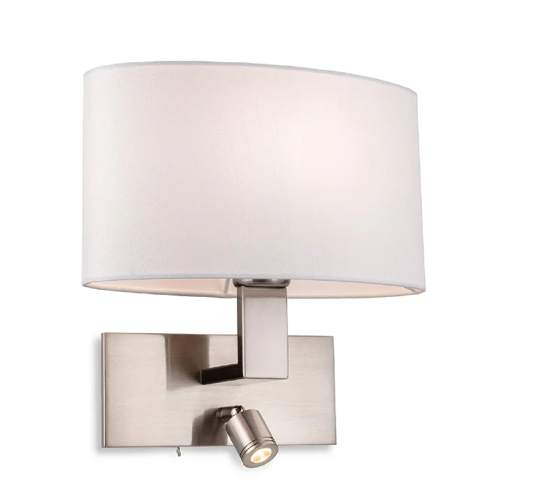 Track lighting for retail window displaysWebster 2 Light Wall (Switched) Brushed Steel with Cream Shade