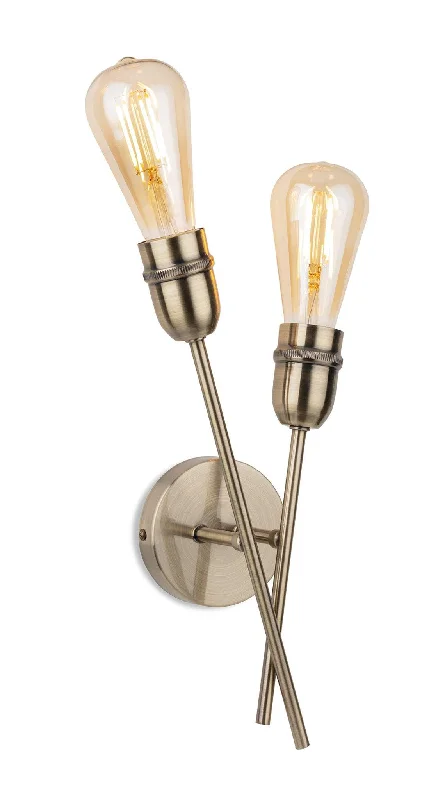 Track lighting with colored glass accentsLeon 2 Light Wall Antique Brass