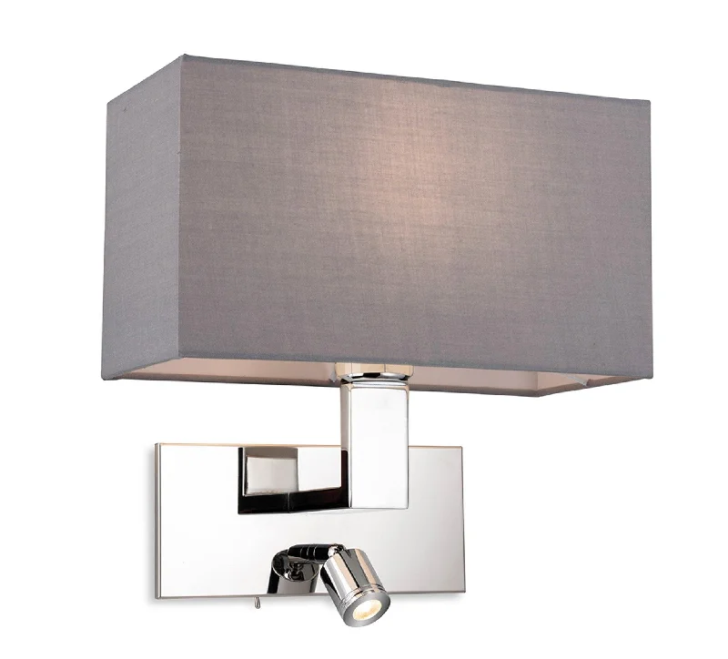 Track lighting for adding a touch of eleganceRaffles 2 Light Wall (Switched) Chrome with Grey Shade Track lighting for adding a touch of eleganceRaffles 2 Light Wall (Switched) Chrome with Grey Shade
