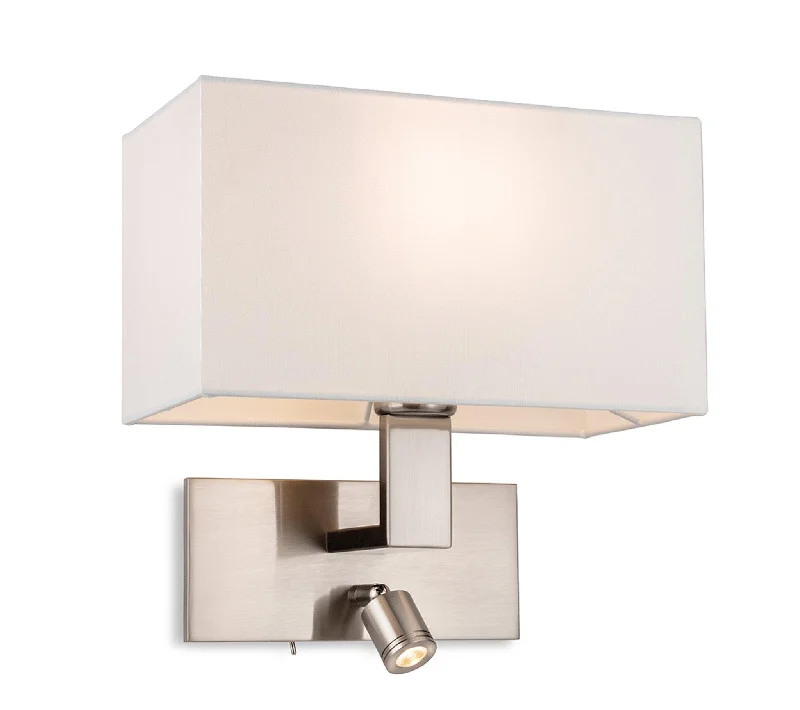 Track lighting with multiple heads for flexibilityRaffles 2 Light Wall (Switched) Brushed Steel with Cream Shade Track lighting with multiple heads for flexibilityRaffles 2 Light Wall (Switched) Brushed Steel with Cream Shade
