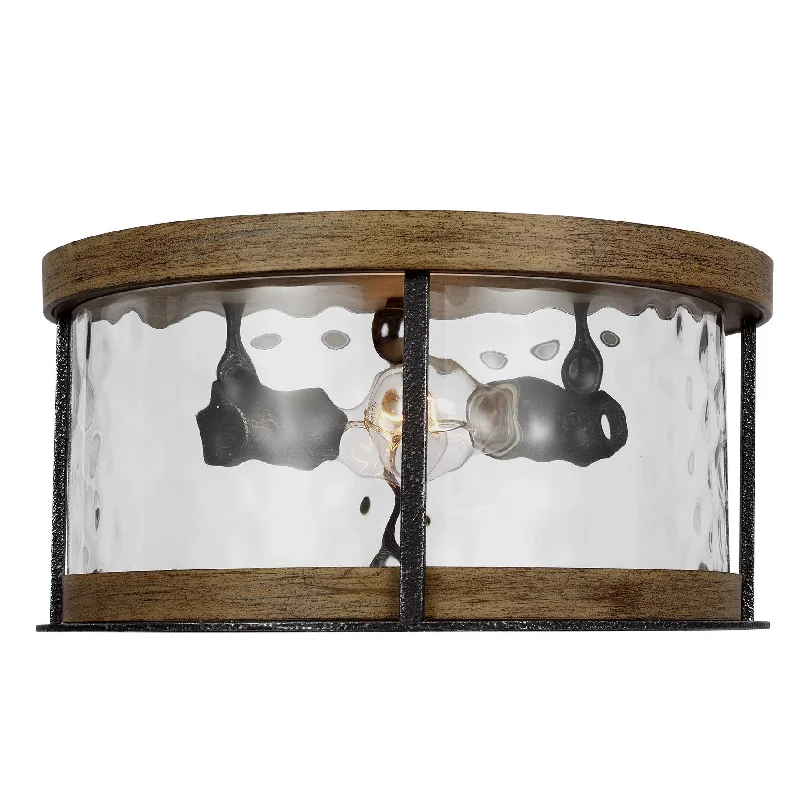 Track lighting with colored glass accentsFeiss Angelo Distressed Two Light 13 3/4" Flushmount Fixture