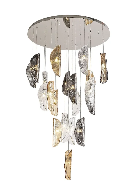 Outdoor - rated track lighting for patiosSyros Pendant 5m, 21 x G9, Polished Chrome/Clear & Amber & Smoked Glass Item Weight: 28.1kg Outdoor - rated track lighting for patiosSyros Pendant 5m, 21 x G9, Polished Chrome/Clear & Amber & Smoked Glass Item Weight: 28.1kg