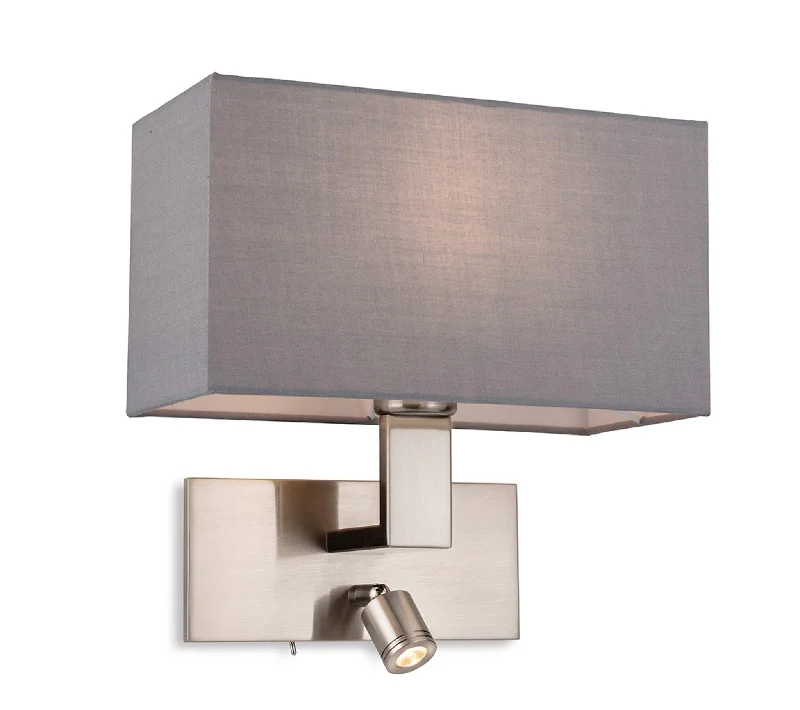 Dimmable track lighting for home officesRaffles 2 Light Wall (Switched) Brushed Steel with Grey Shade Dimmable track lighting for home officesRaffles 2 Light Wall (Switched) Brushed Steel with Grey Shade