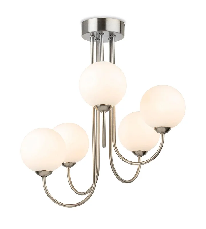 Energy - efficient track lighting fixturesLyndon 5 Light Flush Fitting Brushed Steel with Opal White Glass Energy - efficient track lighting fixturesLyndon 5 Light Flush Fitting Brushed Steel with Opal White Glass