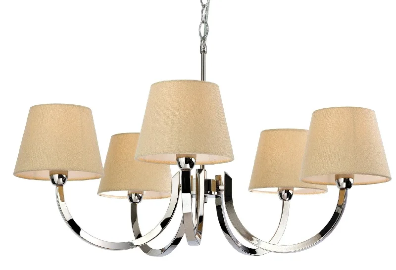 Track lighting for photography studiosFairmont 5 Light Fitting Polished S/Stl with Cream Linen Shade