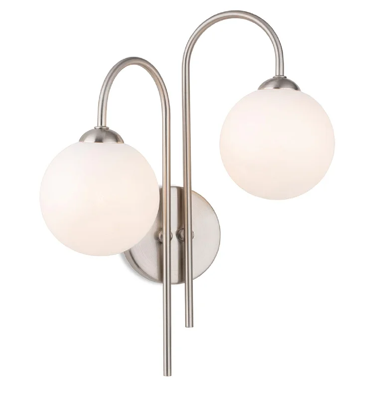 Track lighting for illuminating dining tablesLyndon 2 Light Wall Brushed Steel with Opal White Glass Track lighting for illuminating dining tablesLyndon 2 Light Wall Brushed Steel with Opal White Glass