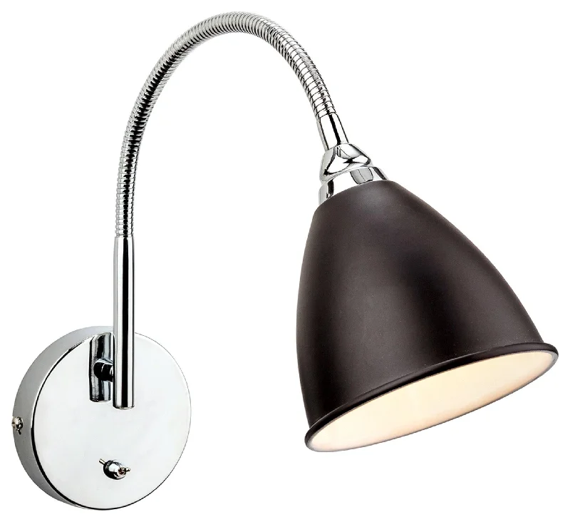 Outdoor - rated track lighting for patiosmodern minimalist wall lamps for contemporary living roomsBari Wall Light (Switched) Black with Chrome