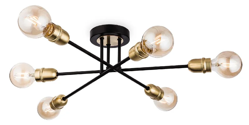 Track lighting with adjustable armsTrident Flush Fitting Black with Brushed Brass