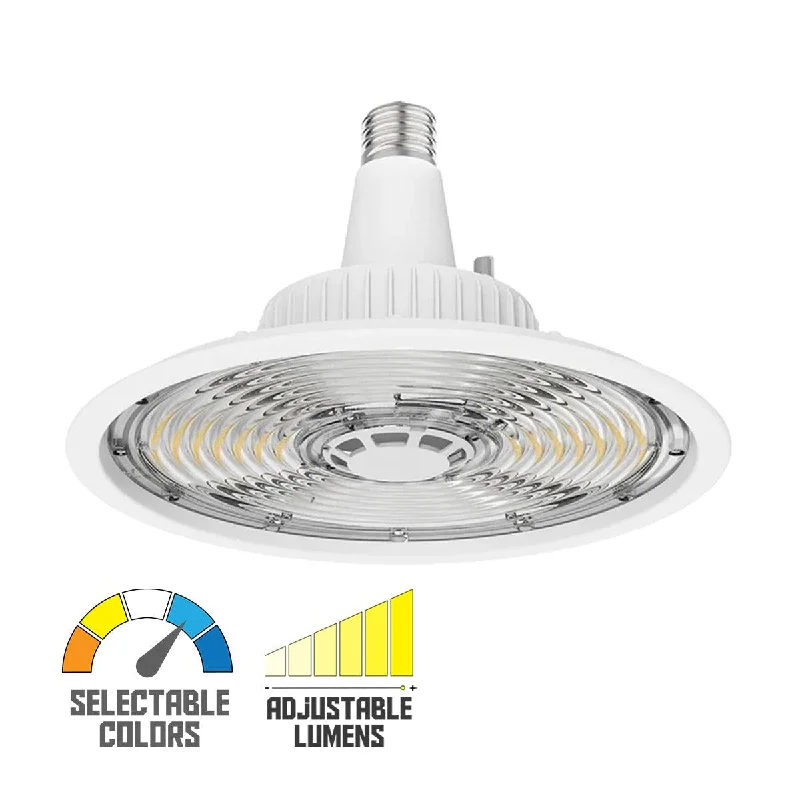 Industrial Ceiling - Mounted Lighting for Assembly PlantsSlim High Bay Retrofit LED Lamp, 8W-135W, 20000 Lumens, Selectable CCT, EX39 Mogul, 120-277V Industrial Ceiling - Mounted Lighting for Assembly PlantsSlim High Bay Retrofit LED Lamp, 8W-135W, 20000 Lumens, Selectable CCT, EX39 Mogul, 120-277V