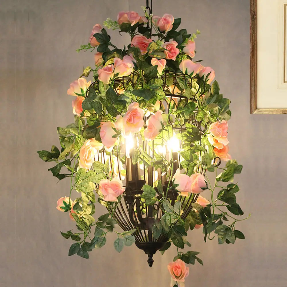 Bohemian - Style Beaded Chandeliers for Eclectic DecorBohemian - Style Beaded Chandeliers for Eclectic DecorBlack Urn Wire Cage Chandelier: Modern 3-Head Pendant Lighting Fixture for Restaurants and Factories