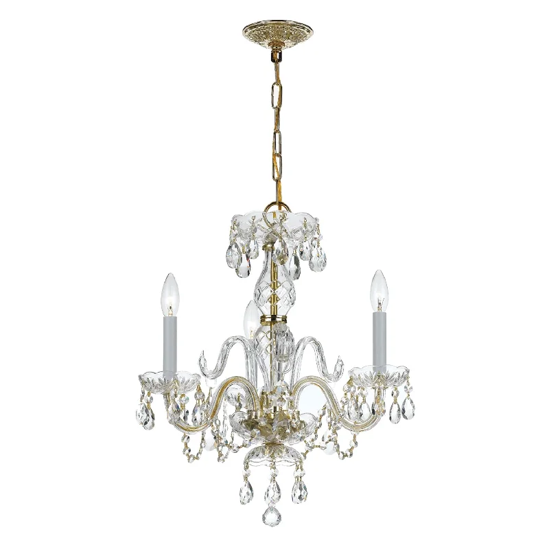 Chandeliers with Frosted Glass for a Softer Light DiffusionChandeliers with Frosted Glass for a Softer Light DiffusionTraditional Crystal 3 Light Spectra Crystal Polished Brass Mini Chandelier