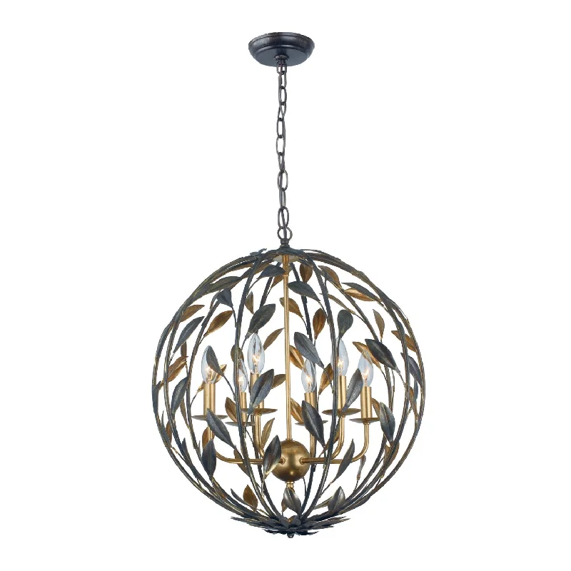 Chandeliers for High Ceilings to Fill Vertical SpaceChandeliers for High Ceilings to Fill Vertical SpaceBroche 6 Light English Bronze + Antique Gold Sphere Chandelier