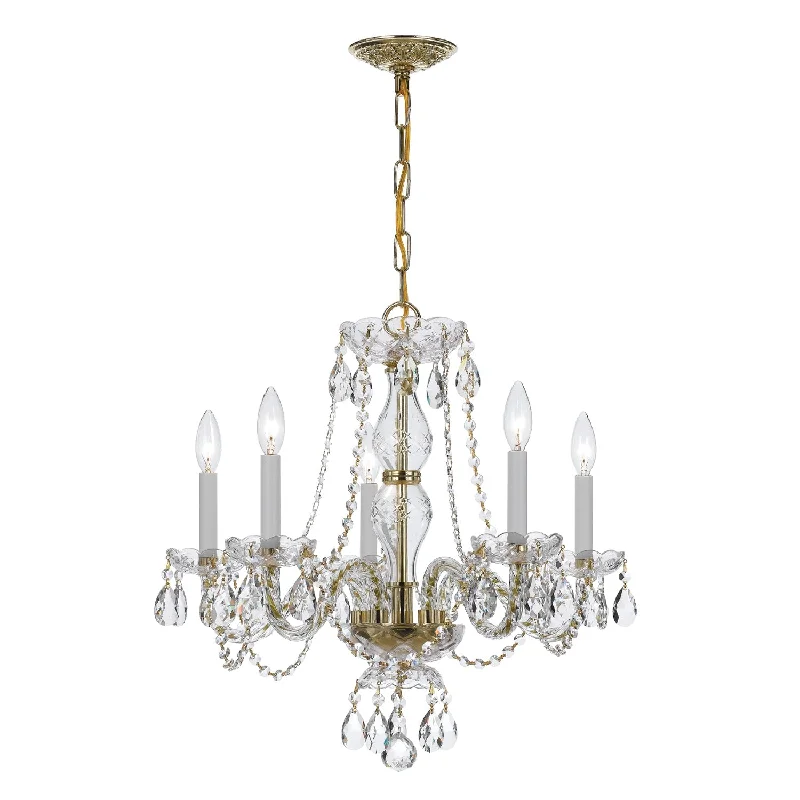 Mid - Century Modern Chandeliers for Vintage AppealMid - Century Modern Chandeliers for Vintage AppealTraditional Crystal 5 Light Spectra Crystal Polished Brass Chandelier