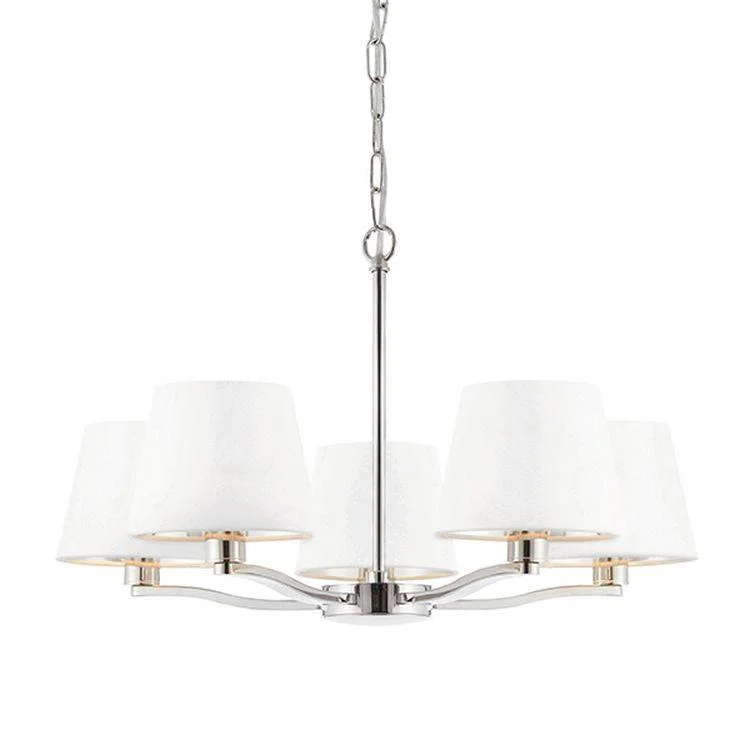 Chandeliers with Adjustable Arms for Directional LightingChandeliers with Adjustable Arms for Directional LightingHarvey 5-Light Pendant Ceiling Light Nickel & White Shades