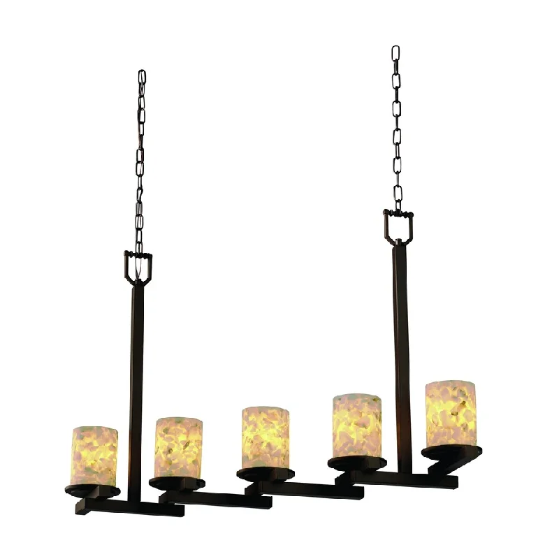 French Country Chandeliers with a Romantic AuraFrench Country Chandeliers with a Romantic AuraJustice Design Alabaster Rocks! Dakota Bronze Chandelier, Cylinder with Flat Rim Shade