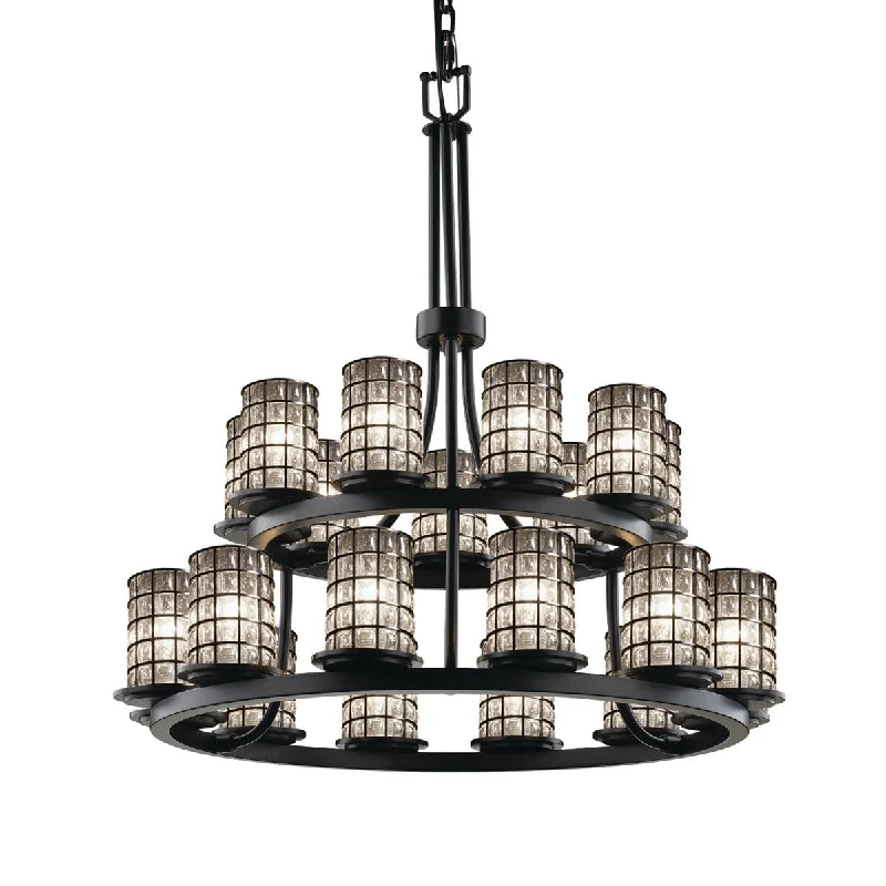 French Country Chandeliers with a Romantic AuraFrench Country Chandeliers with a Romantic AuraJustice Design Wire Glass Dakota 45-light Chandelier, Cylinder w/ Flat Rim Shade