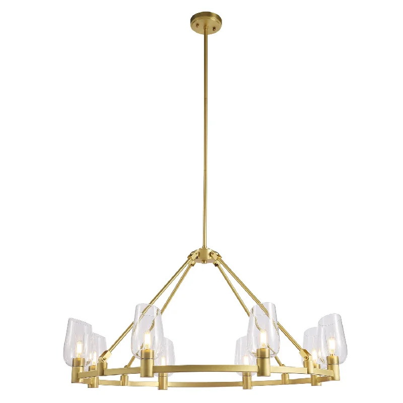 Chandeliers with Colored Glass for a Splash of ColorChandeliers with Colored Glass for a Splash of ColorKanova & Co. Calabria KCH0103R-8NB Chandelier Light - Louise Brass