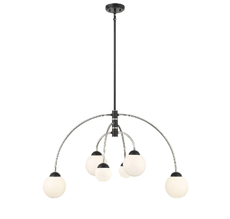 Chandeliers with Clear Crystal for a Sparkling EffectChandeliers with Clear Crystal for a Sparkling EffectMeridian M100114MBKPN Chandelier Light - Matte Black with Polished Nickel Chandeliers with Clear Crystal for a Sparkling EffectChandeliers with Clear Crystal for a Sparkling EffectMeridian M100114MBKPN Chandelier Light - Matte Black with Polished Nickel