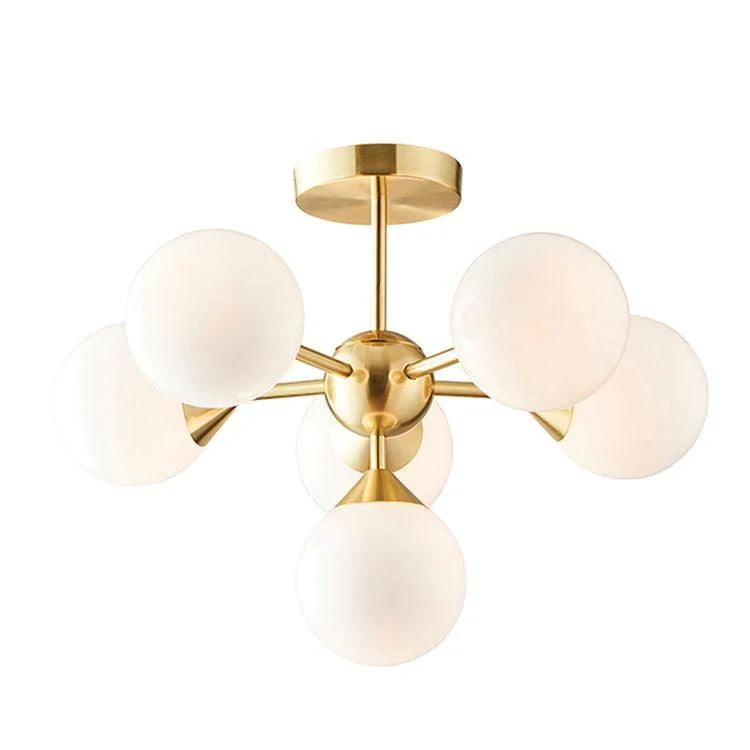 Chandeliers with Murano Glass for a High - End Artistic TouchChandeliers with Murano Glass for a High - End Artistic TouchOscar 6-Light Semi Flush Ceiling Light Brass