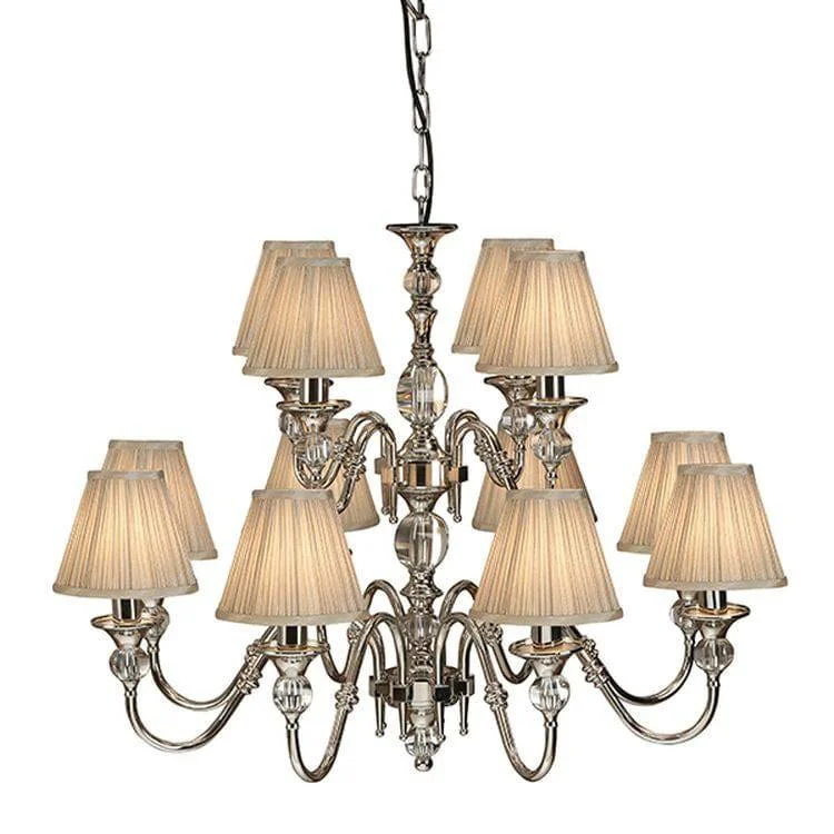 Ceiling - Mounted Chandeliers for Standard CeilingsCeiling - Mounted Chandeliers for Standard CeilingsPolina Nickel 12-Light Pendant & Beige Shades