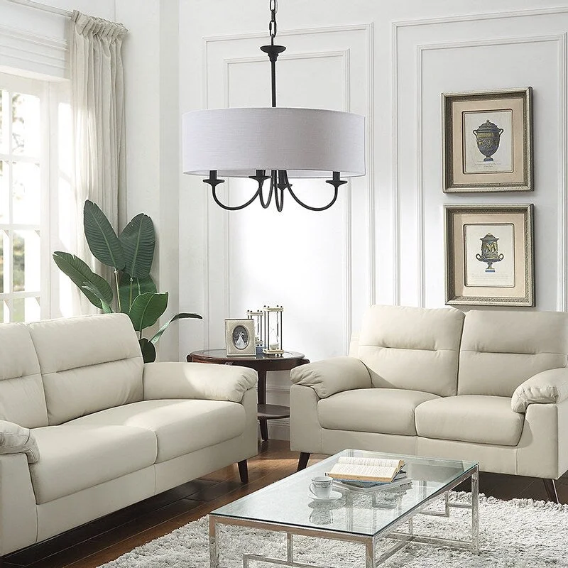 Chandeliers with Frosted Glass for a Softer Light DiffusionChandeliers with Frosted Glass for a Softer Light DiffusionROSEN GARDEN 4-Light Chandelier with White Linen Drum Shade