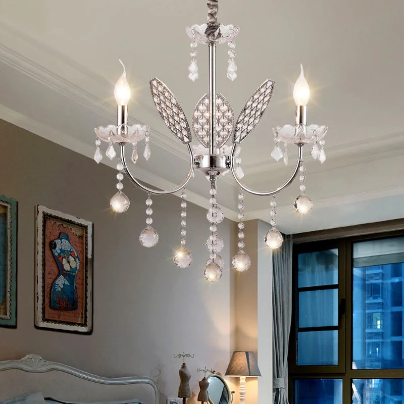 Chandeliers with Venetian Glass for a Luxurious LookChandeliers with Venetian Glass for a Luxurious LookVintage Silver Chandelier with Candle and Crystal Ball Decoration - 3/5-Head ceiling Lamp