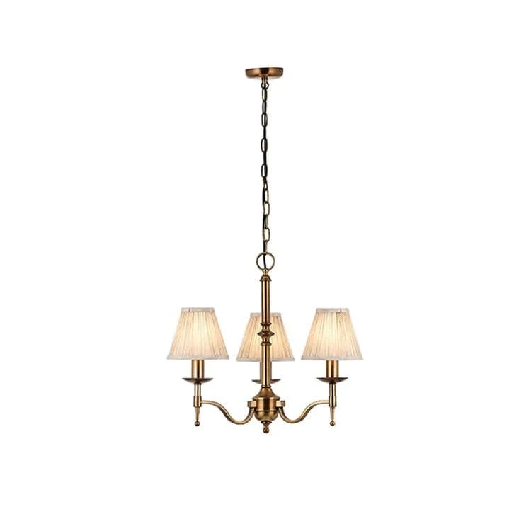Chandeliers with Venetian Glass for a Luxurious LookChandeliers with Venetian Glass for a Luxurious LookStanford Antique Brass 3-Light Pendant & Beige Shades