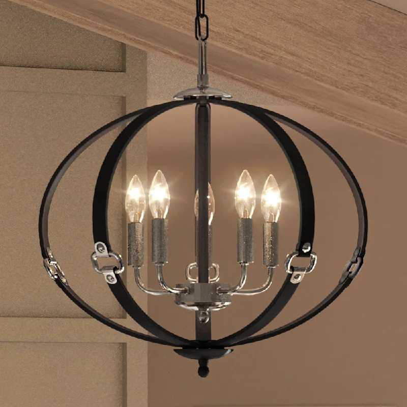Chandeliers with Adjustable Arms for Directional LightingChandeliers with Adjustable Arms for Directional LightingUEX2002 Luxe Industrial Chandelier 18''H x 20''W, Dark Bronze & Satin Nickel Finish, Cheyenne Collection