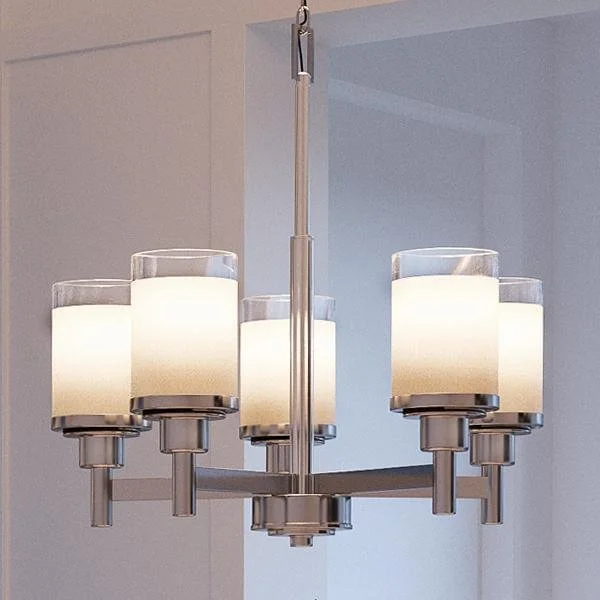 Chandeliers with Adjustable Height for Custom InstallationChandeliers with Adjustable Height for Custom InstallationUHP2017 Contemporary Chandelier, 19.75"H x 20"W, Brushed Nickel Finish, Cupertino Collection