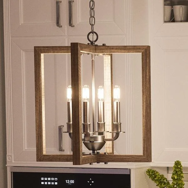 Rustic Wood Chandeliers for Country - Style HousesRustic Wood Chandeliers for Country - Style HousesUHP2740 Modern Farmhouse Chandelier, 18-3/4"H x 16"W, Galvanized Steel Finish, Brighton Collection