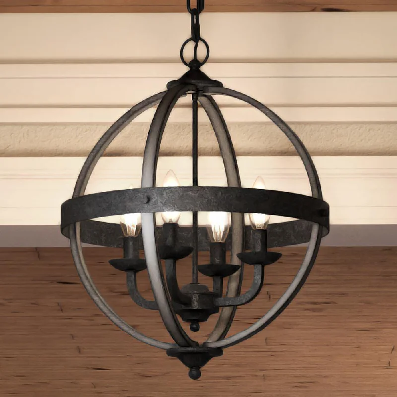 Chandeliers with Metal Frames in Gold FinishChandeliers with Metal Frames in Gold FinishUQL3853 Old World Chandelier 19.75''H x 16.75''W, Antique Black Finish, Blackburn Collection