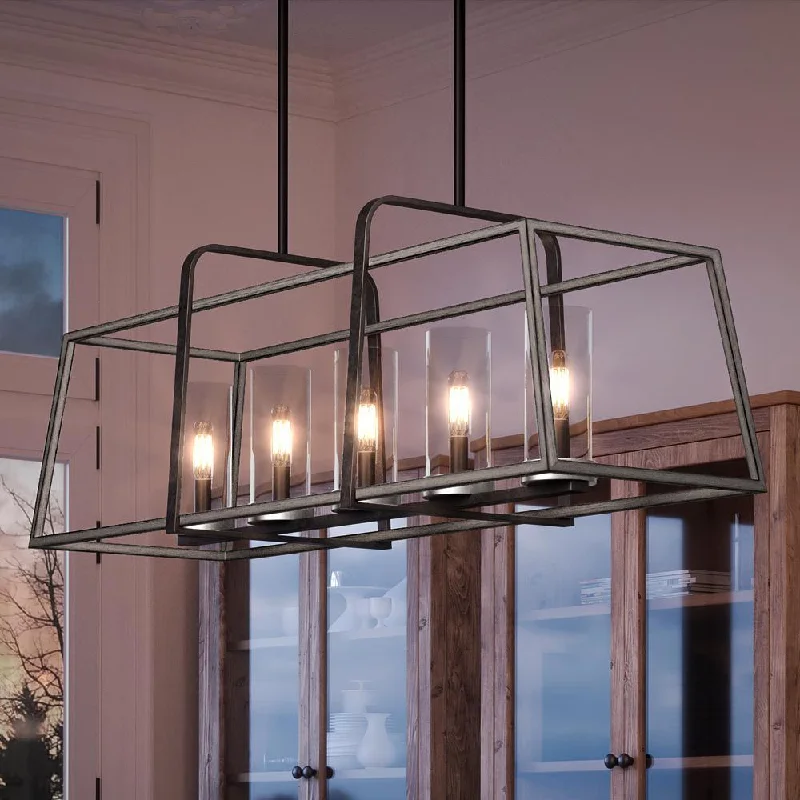 Chandeliers with Colored Glass for a Splash of ColorChandeliers with Colored Glass for a Splash of ColorUQL3920 Modern Farmhouse Chandelier 15''H x 40''W, Seasoned Iron Finish, Stroud Collection Chandeliers with Colored Glass for a Splash of ColorChandeliers with Colored Glass for a Splash of ColorUQL3920 Modern Farmhouse Chandelier 15''H x 40''W, Seasoned Iron Finish, Stroud Collection