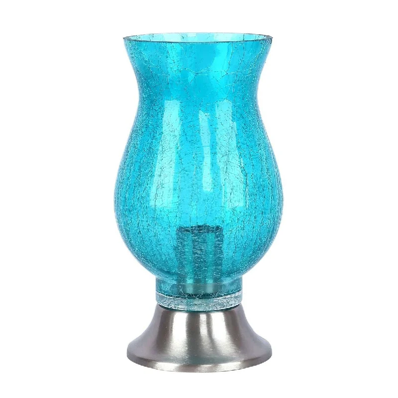 Peacock-Blue Crackle Glass w/ Brushed Nickel