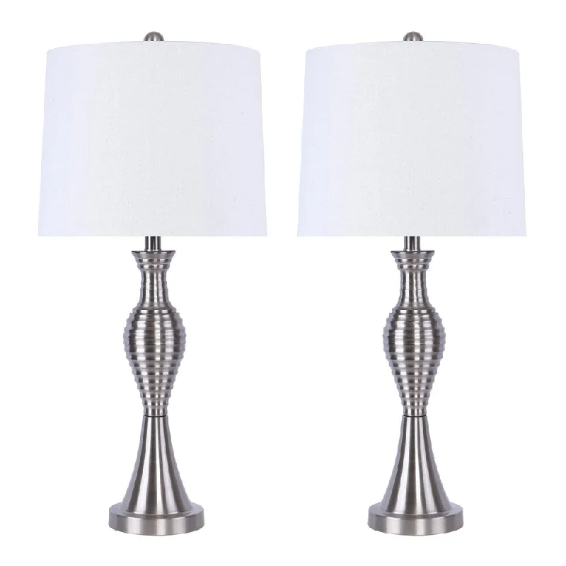 art deco table lamps with geometric shapes for a retro touchart deco table lamps with geometric shapes for a retro touch30" Brushed Nickel Table Lamp W/ White Linen Drum Shade