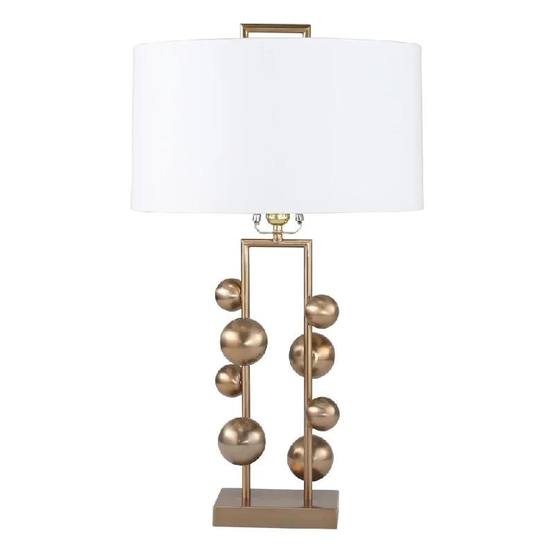mid century modern table lamps with iconic designs for a stylish studymid century modern table lamps with iconic designs for a stylish studyDecorative Steel Table Lamp with Balls Attached on Frame and USB Port, White and Champagne Gold