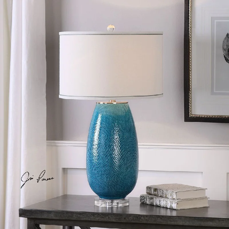 ceramic table lamps with hand painted designs for an artistic touchceramic table lamps with hand painted designs for an artistic touchFriona Blue Glaze Table Lamp (1 Light)