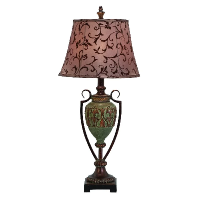 gothic style table lamps with dark finishes for a mysterious lookgothic style table lamps with dark finishes for a mysterious lookPolystone Scroll Print 35-inch Metal Table Lamp