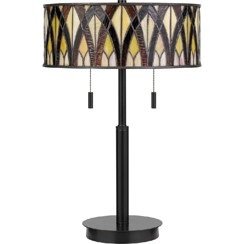 marble table lamps with a luxurious veined pattern for high end decormarble table lamps with a luxurious veined pattern for high end decorQuoizel Anastasia Earth Black 2-light Tiffany Table Lamp