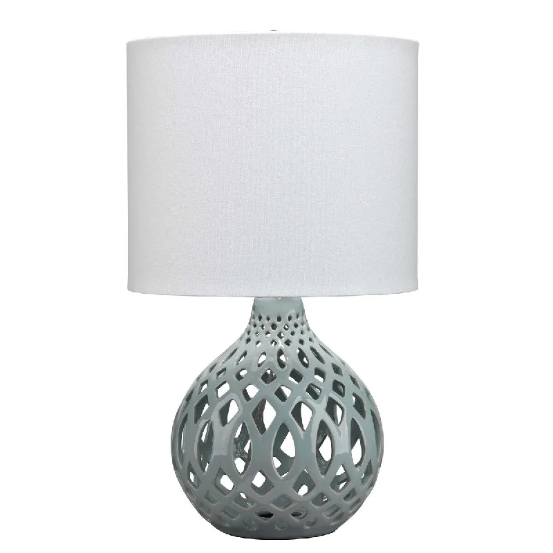 modern minimalist table lamps for contemporary living roomsmodern minimalist table lamps for contemporary living roomsTable Lamp with Ceramic Bellied Body and Fretwork Pattern, Gray